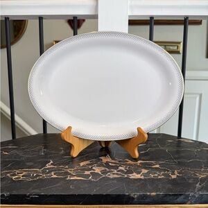 Vtg Tirschenreuth Bavaria Oval Serving Platter Gold Rim German Seaside Pattern